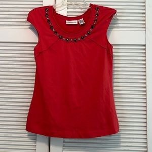 CHADWICKS Cap Sleeve Neck Detail Top